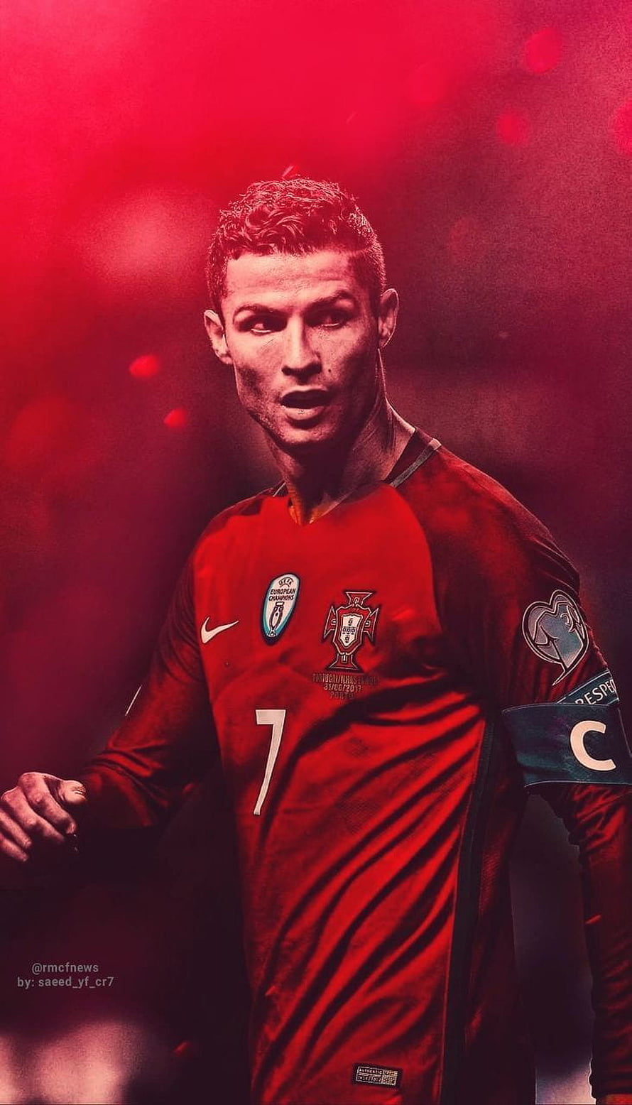 Cristiano Ronaldo Portugal National Team Captain Red Jersey Portrait HD phone wallpaper