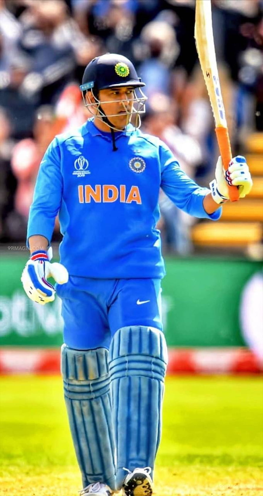MS Dhoni in India Cricket Jersey Walking on the Field with Bat HD phone wallpaper