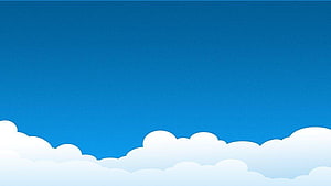 Simple Cartoon Clouds Against a Clear Blue Sky Minimalist Illustration HD wallpaper