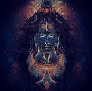 Mystical Shiva Portrait With Cosmic Geometry And Sacred Symbols HD wallpaper