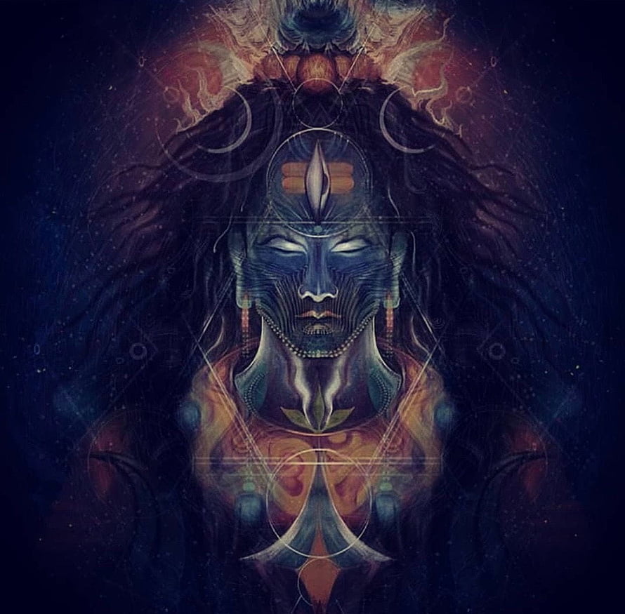 Mystical Shiva Portrait With Cosmic Geometry And Sacred Symbols HD wallpaper