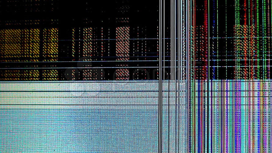 Close-up of a damaged LCD display showing colorful vertical pixel lines and screen artifacts HD wallpaper