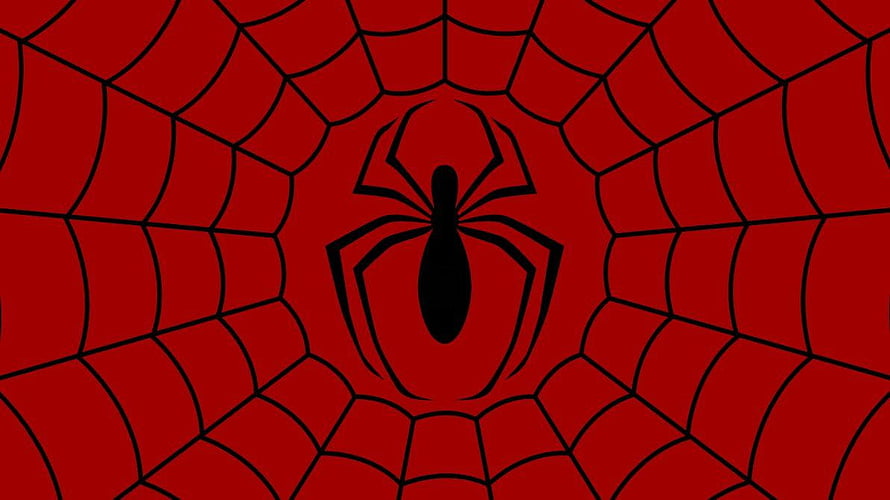 Spider-Man Web Pattern with Central Spider Silhouette on Red Background HD wallpaper