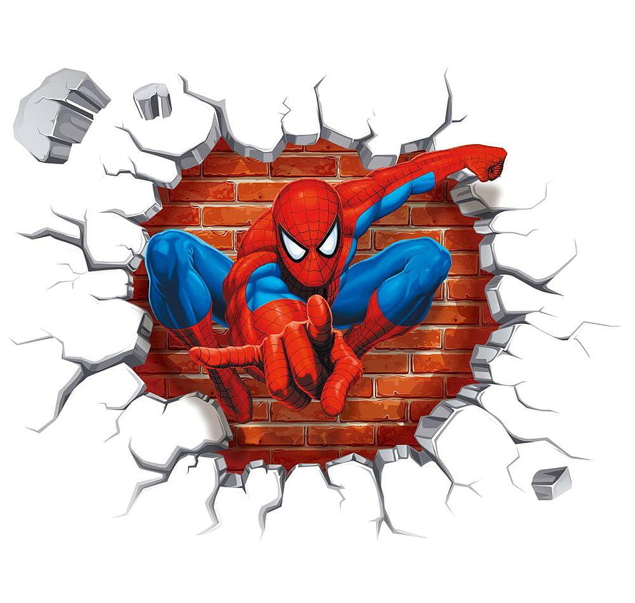 Spider-Man Breaking Through Brick Wall 3D Effect Comic Illustration HD wallpaper