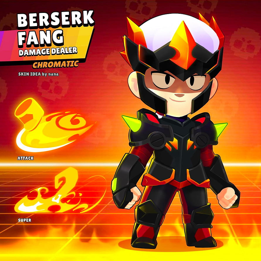 Brawl Stars Berserk Fang Chromatic Skin Concept Art HD phone wallpaper