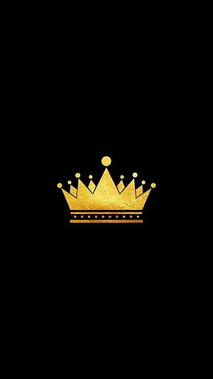 Minimalist Gold Crown Icon on Black Background HD phone wallpaper