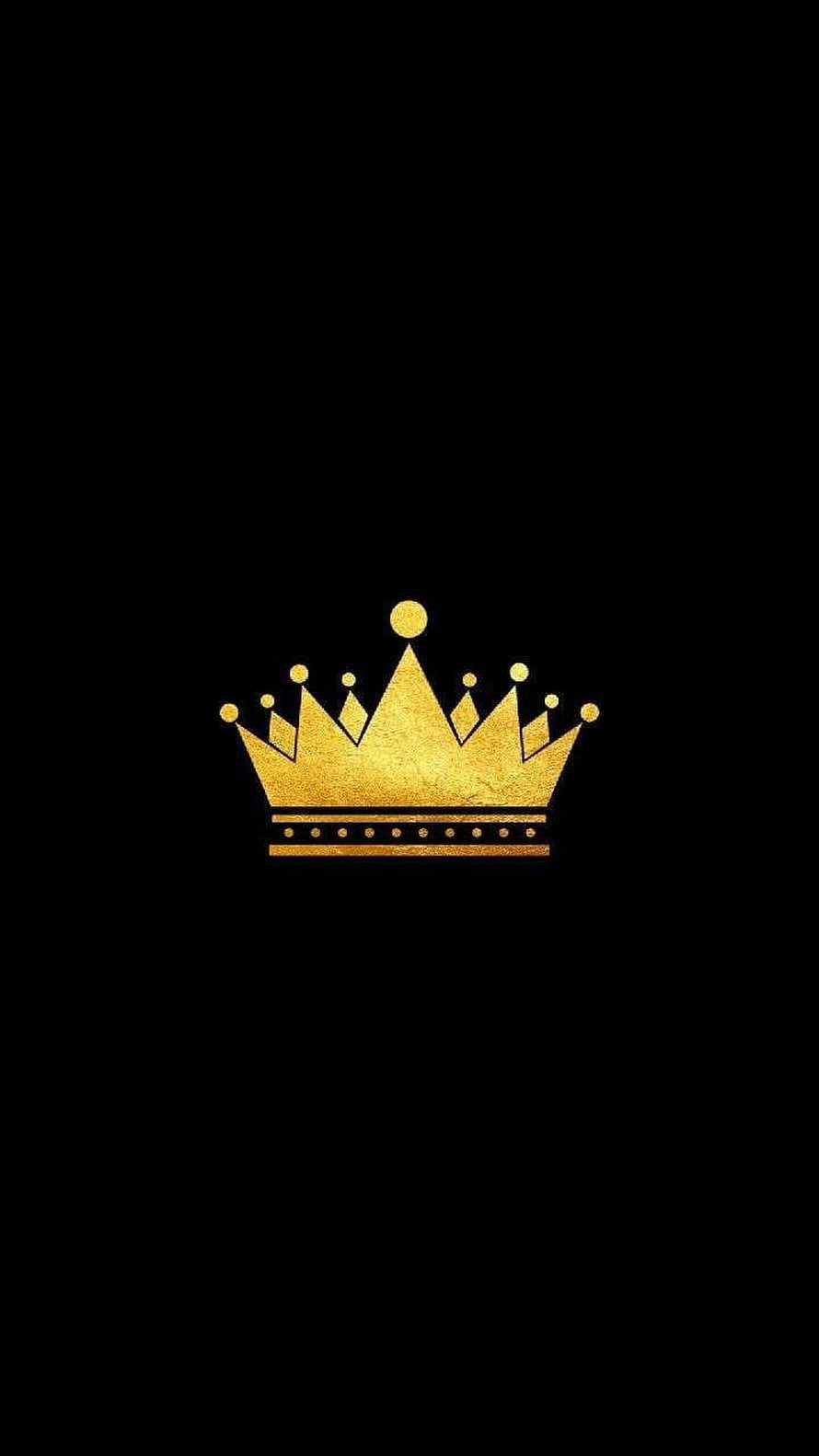 Minimalist Gold Crown Icon on Black Background HD phone wallpaper