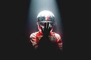Charles Leclerc in Ferrari Racing Suit with Helmet and Shell Sponsor Logo HD wallpaper