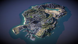 GTA V Los Santos Island Aerial Map View HD wallpaper