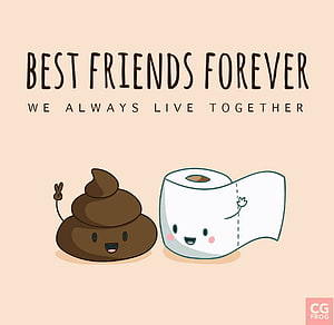 Cute Cartoon Poop and Toilet Paper Roll Best Friends Forever Illustration HD wallpaper