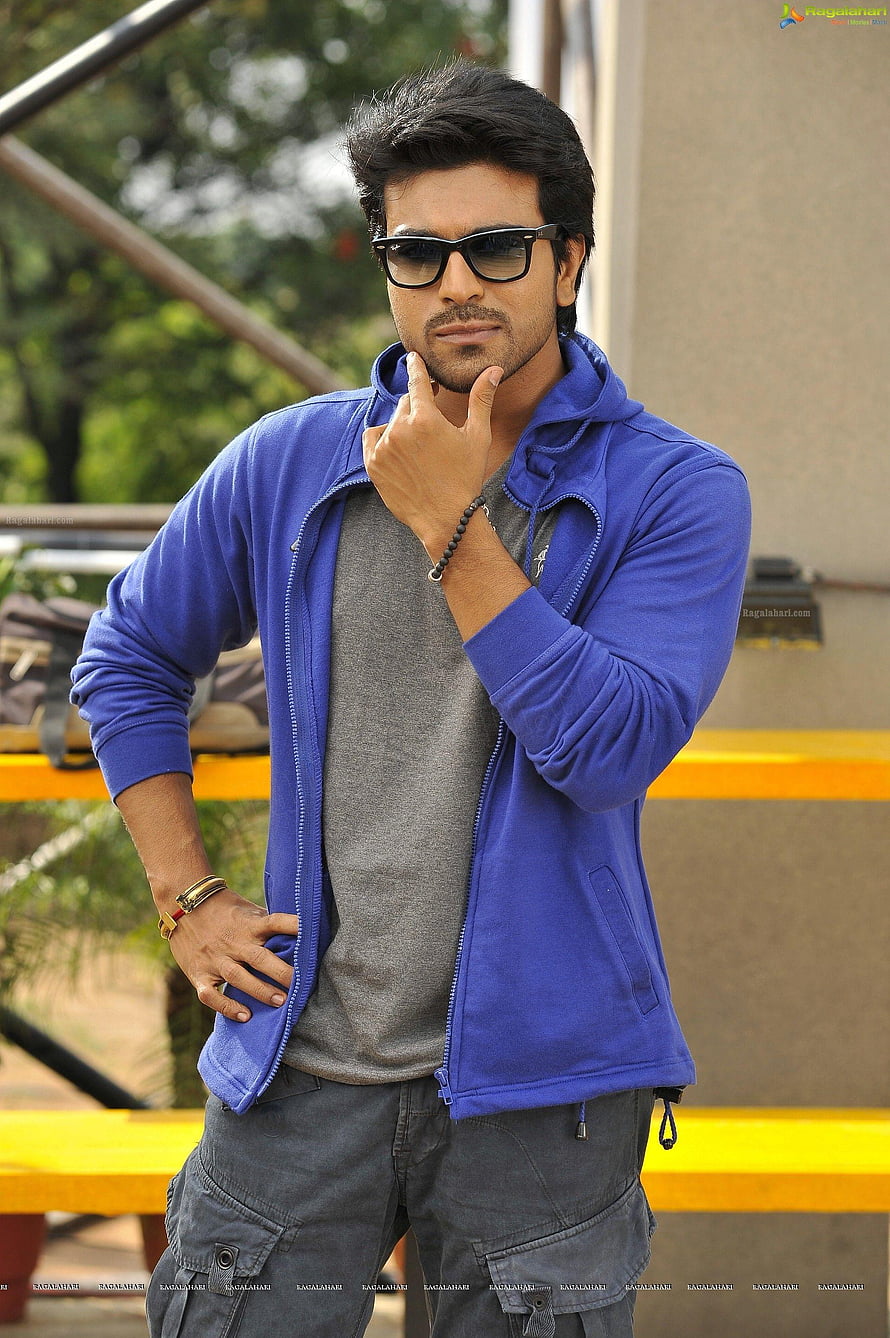 Ram Charan in Blue Hoodie and Sunglasses Casual Outdoor Portrait HD phone wallpaper
