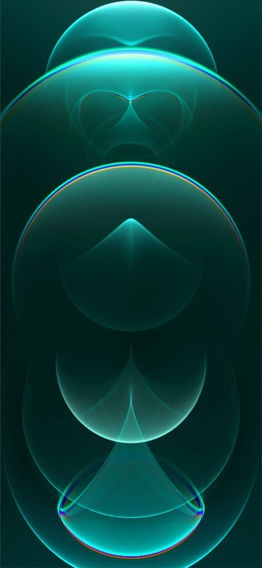 Abstract Teal Geometric Shapes with Iridescent Edges on Dark Background HD phone wallpaper