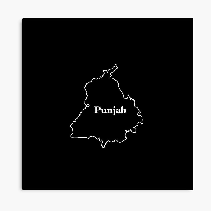 Minimalist Punjab Region Outline Map on Black Background HD phone wallpaper