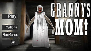 Granny's Mom Horror Game Main Menu With Creepy Character In Dark Corridor HD wallpaper