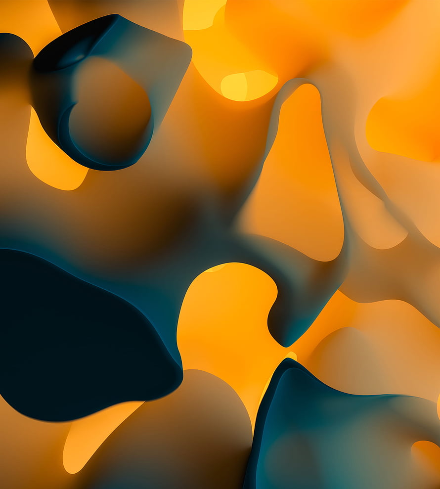 Abstract 3D Fluid Shapes in Warm Orange and Deep Teal Tones HD phone wallpaper