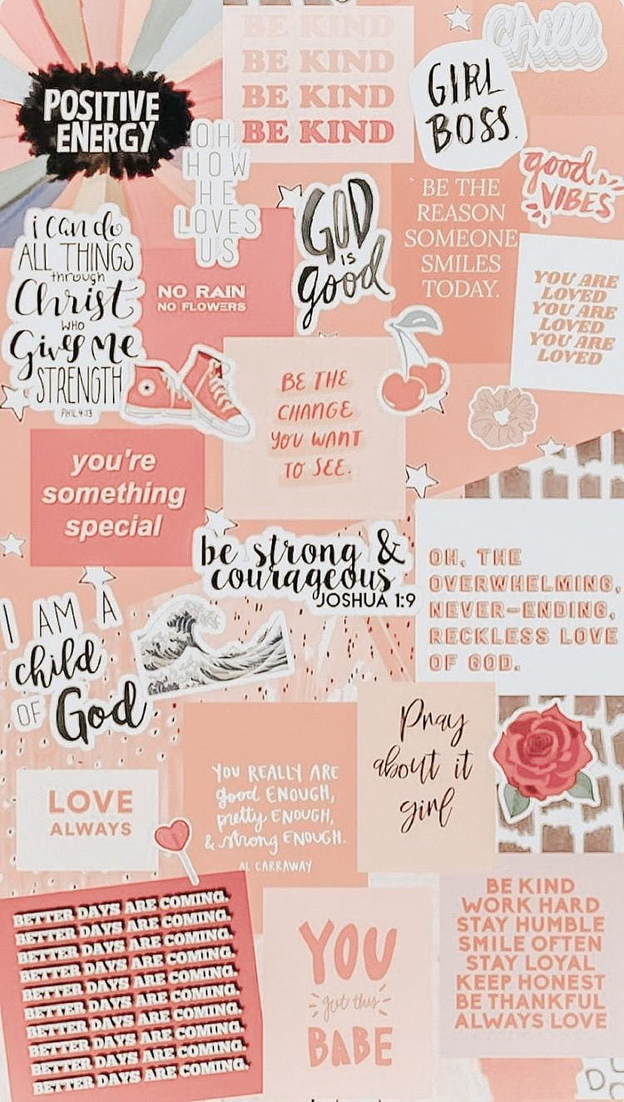 Pink Christian Aesthetic Collage with Inspirational Bible Verses and Faith Quotes HD phone wallpaper