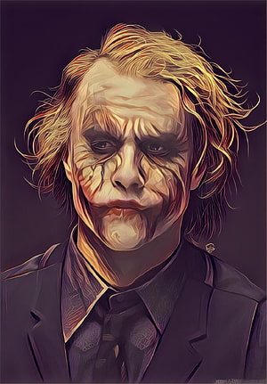 Joker Digital Portrait Art with Dark Suit and Intense Expression HD phone wallpaper