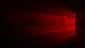 Glowing Red Windows 10 Logo in Dark Minimalist 3D Perspective HD wallpaper