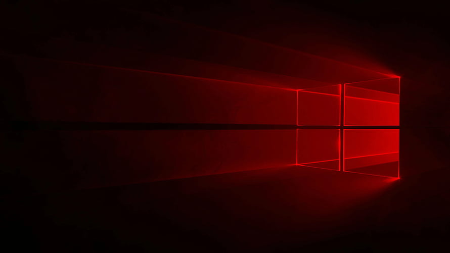 Glowing Red Windows 10 Logo in Dark Minimalist 3D Perspective HD wallpaper