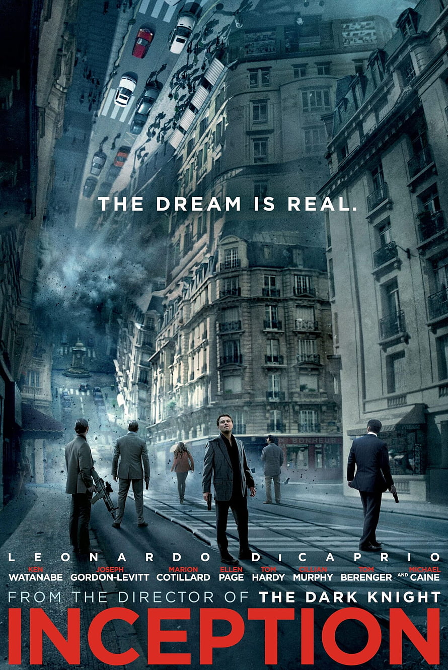 Inception Movie Poster Featuring Leonardo DiCaprio in a Surreal Parisian Cityscape HD phone wallpaper