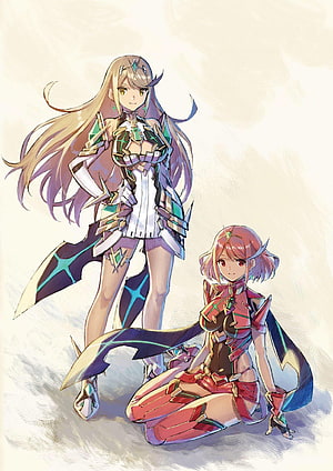 Pyra and Mythra in Futuristic Armor from Xenoblade Chronicles HD phone wallpaper