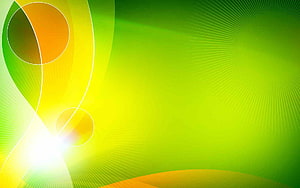Vibrant Green and Yellow Abstract Background with Orange Circles and Light Rays HD wallpaper