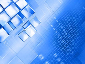 Abstract Blue Geometric Cubes and Digital Grid Pattern for Modern Tech Backgrounds HD wallpaper