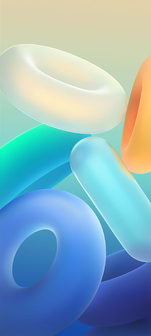 Vivo V23 Pro Abstract 3D Torus Shapes in Pastel Blue and Orange Gradient HD phone wallpaper