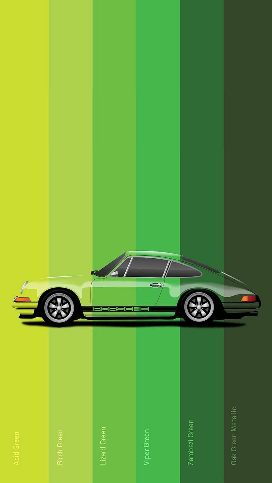 Porsche 911 Green Color Palette Wallpaper with Acid and Lizard Green Stripes HD phone wallpaper