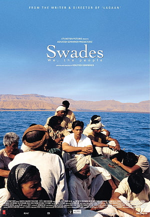Swades Movie Poster Featuring Shah Rukh Khan and Villagers on a Boat HD phone wallpaper