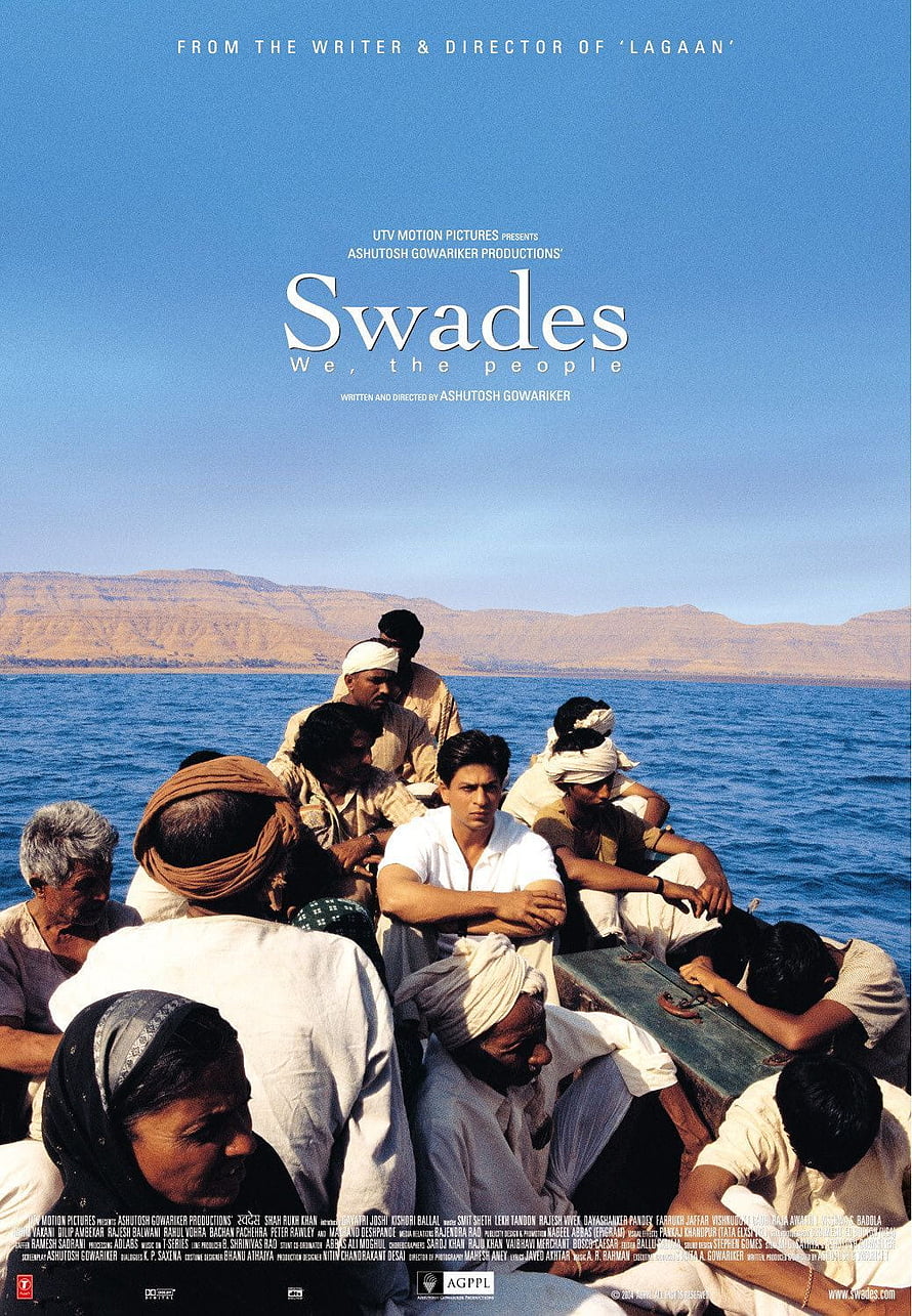 Swades Movie Poster Featuring Shah Rukh Khan and Villagers on a Boat HD phone wallpaper