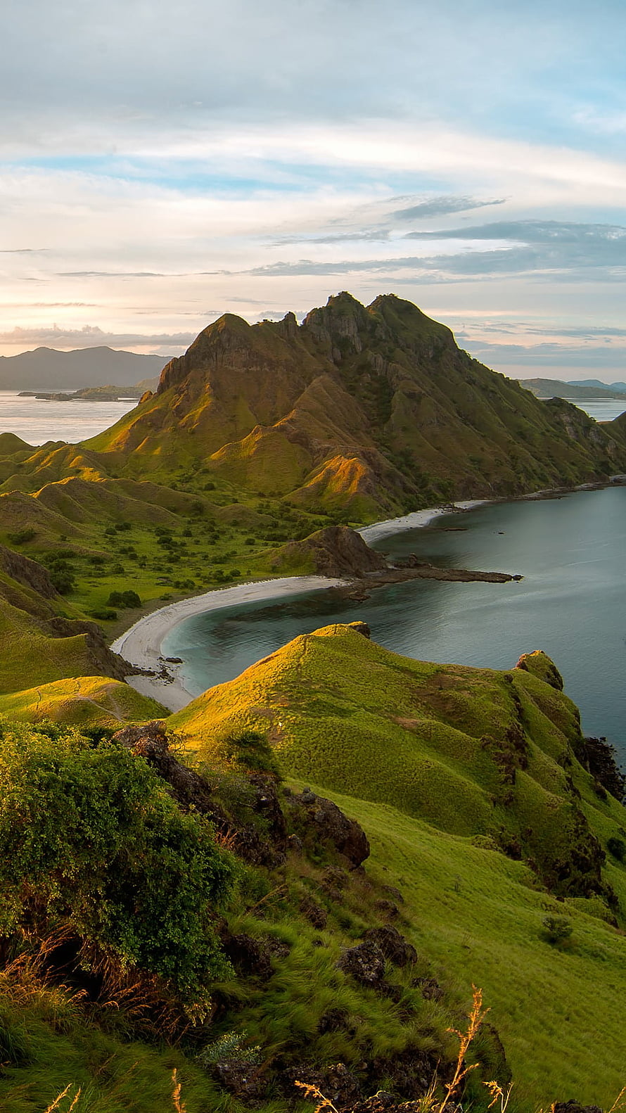 Padar Island Panorama in Komodo National Park at Golden Hour HD phone wallpaper