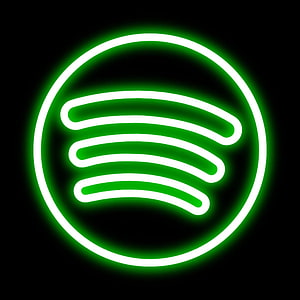 Spotify Neon Glow Logo on Black Background HD phone wallpaper