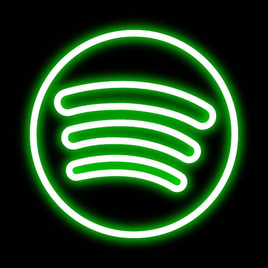 Spotify Neon Glow Logo on Black Background HD phone wallpaper