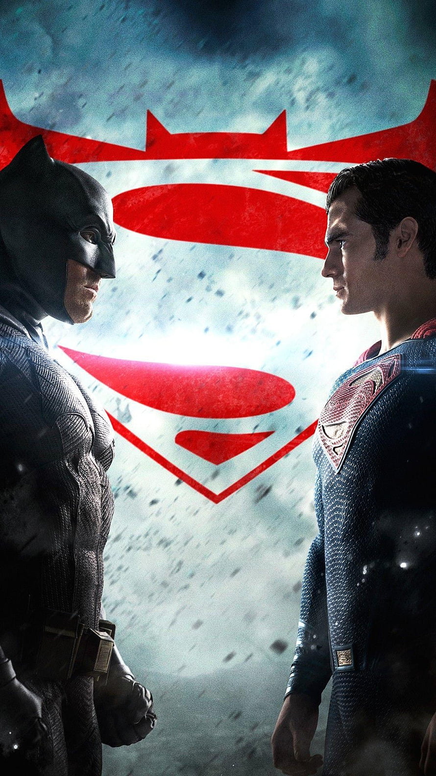 Batman and Superman Face Off in Dramatic Confrontation Poster HD phone wallpaper