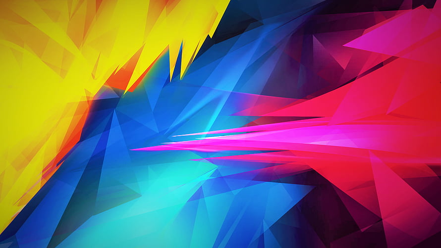 Vibrant Geometric Abstract Artwork With Radiant Colorful Triangular Facets HD wallpaper