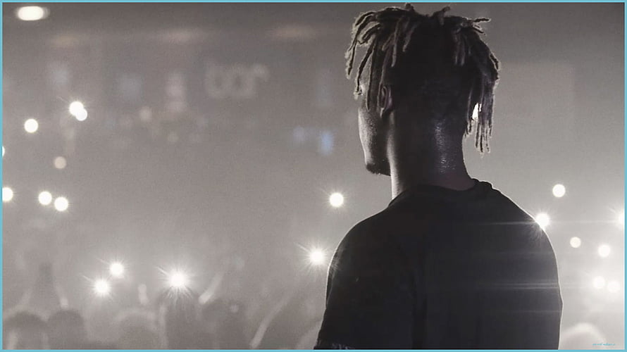 Juice Wrld Silhouette at Concert with Stage Lights and Hazy Atmosphere HD wallpaper