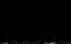 Minimalist Black Night Sky with Distant City Skyline Silhouette HD wallpaper