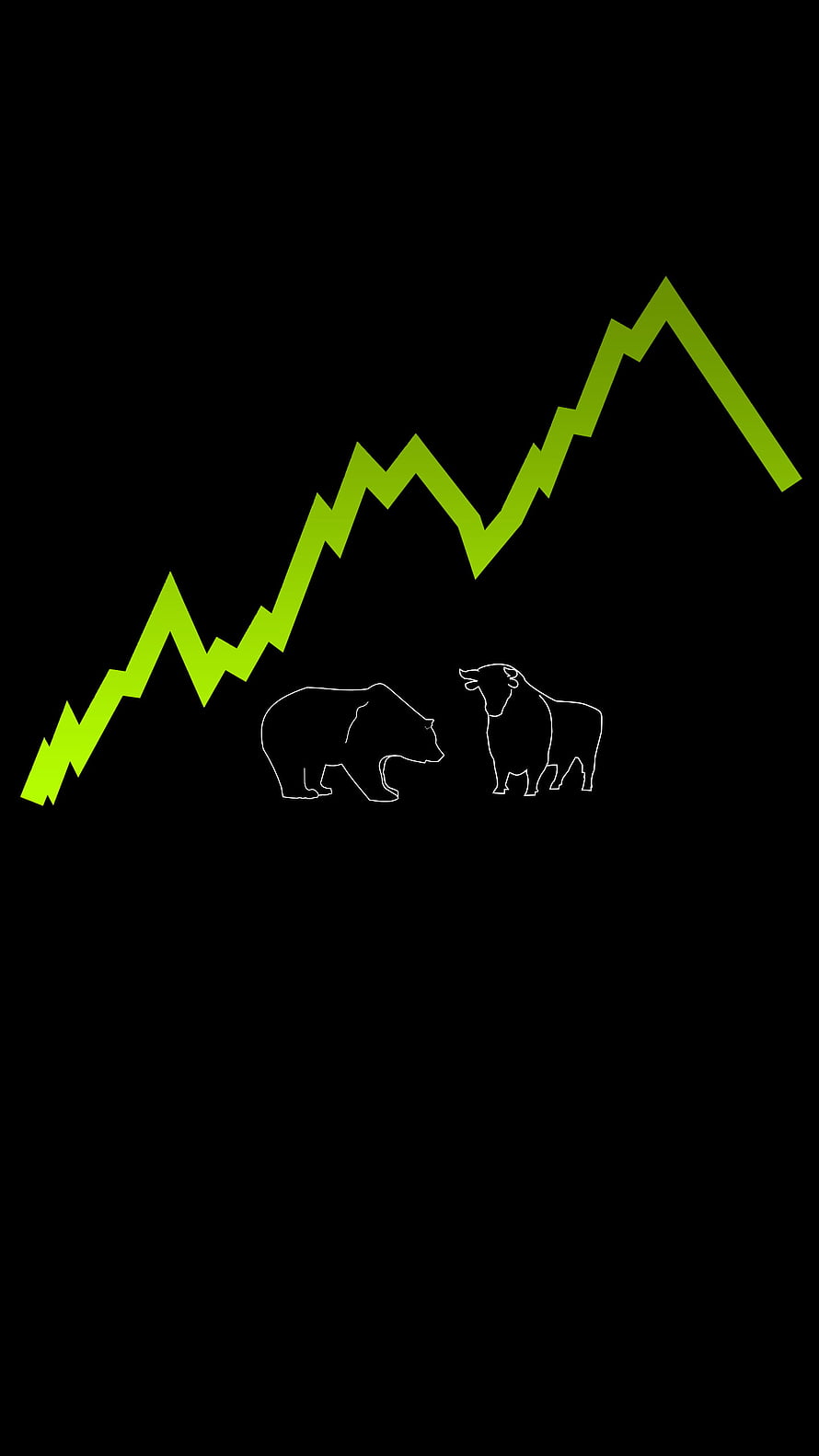 Bull and Bear Market Trend Line on Black Background HD phone wallpaper