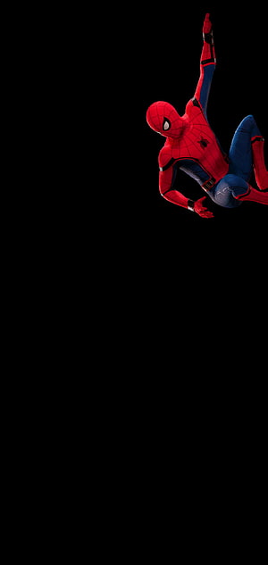 Spider-Man Swinging in Classic Red and Blue Suit Against Black Background, Hanging spiderman s10 plus, spider man samsung HD phone wallpaper