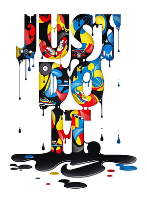 Nike Just Do It Typography Art with Sneakers and Dripping Ink HD phone wallpaper