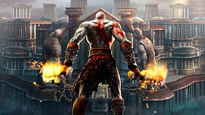 Kratos Wielding Blades of Chaos in the God of War Greek Mythology Arena HD wallpaper