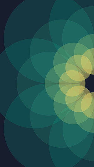 Abstract Geometric Overlapping Circles in Teal and Yellow Gradient on Dark Background HD phone wallpaper