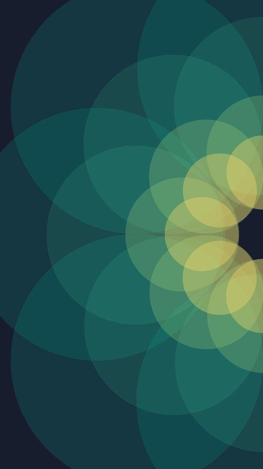 Abstract Geometric Overlapping Circles in Teal and Yellow Gradient on Dark Background HD phone wallpaper