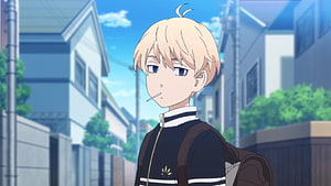 Mikey from Tokyo Revengers as a young boy walking through a sunny Japanese residential street HD wallpaper