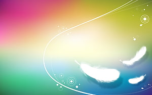 Pastel Gradient Abstract Background with White Feathers and Flowing Curves HD wallpaper