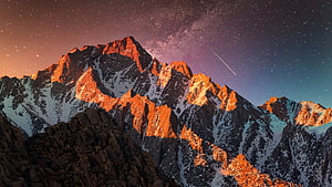 Alpine Mountain Peak Under Starry Night Sky With Milky Way HD wallpaper