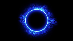 Glowing Blue Energy Ring with Electric Plasma Flare on Dark Background HD wallpaper