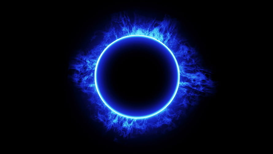 Glowing Blue Energy Ring with Electric Plasma Flare on Dark Background HD wallpaper
