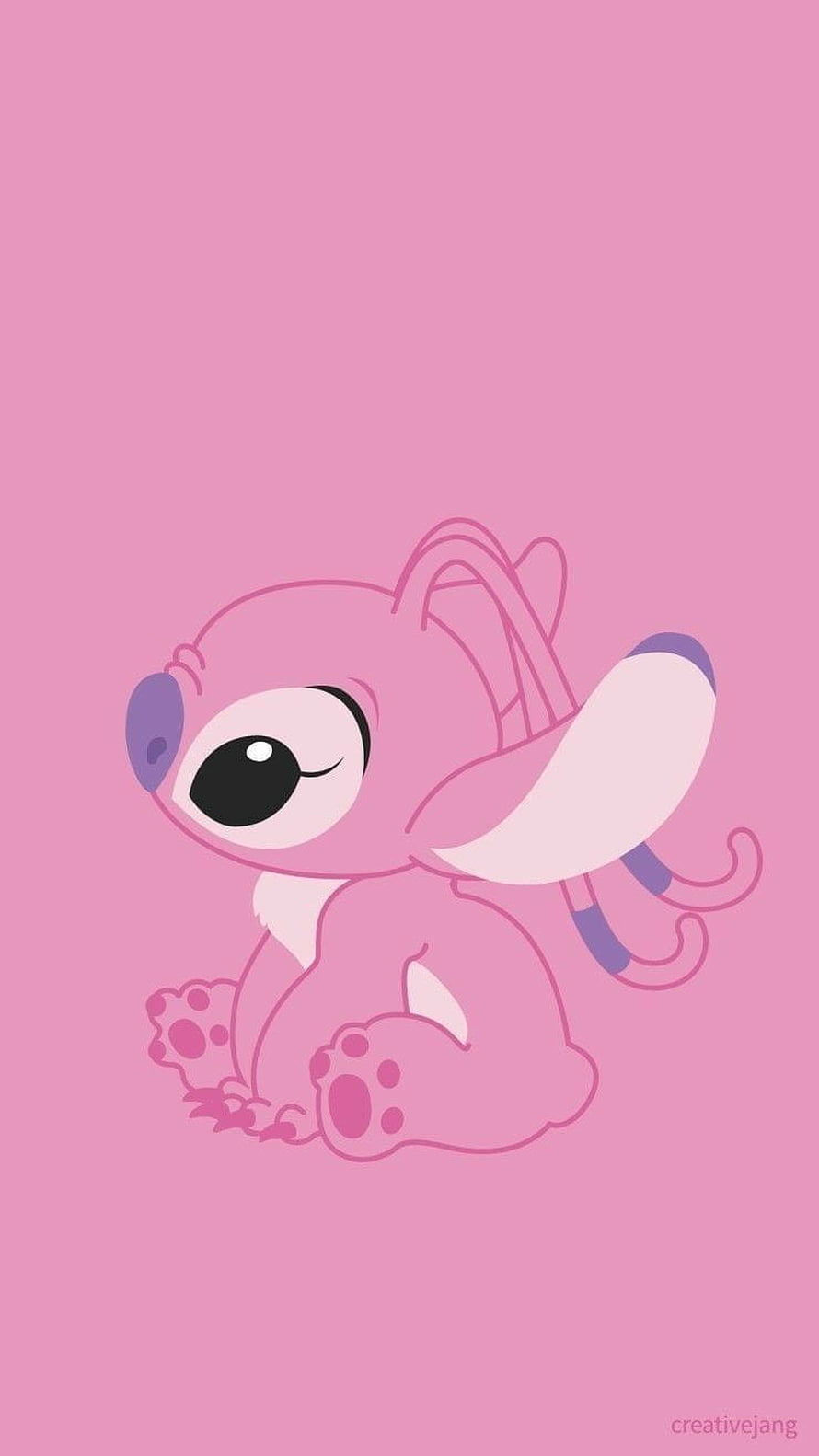 Cute Pink Stitch and Angel Cartoon Illustration on Soft Pink Background HD phone wallpaper